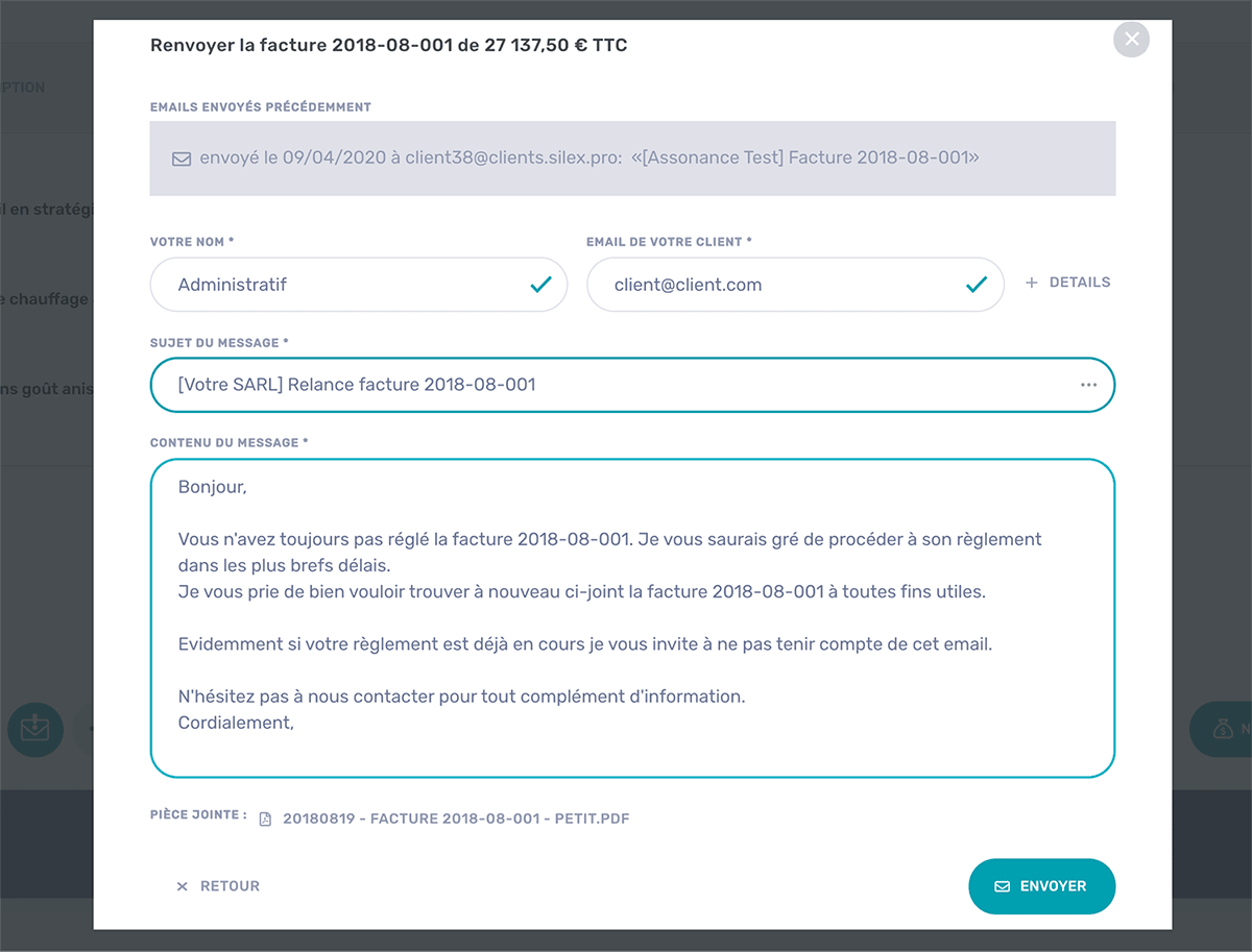 Relancer les clients étourdis de votre SARL automatiquement depuis votre interface de facturation SIlex.