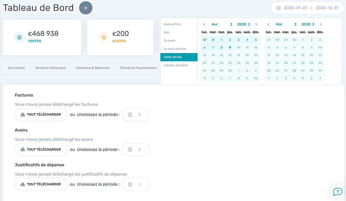 Exporter en un clic, vous ou votre expert-comptable, l'ensemble des pièces font vous avez besoin.
